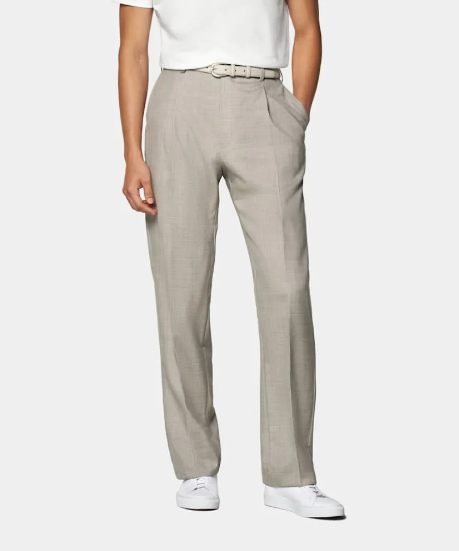 Suitsupply Pantalon Wide Leg Straight taupe clair Best Sale