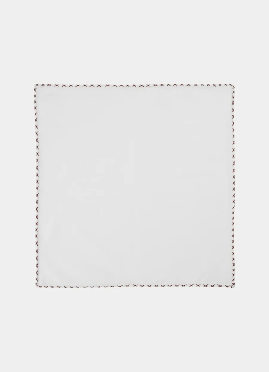 Suitsupply Pochette avec piqûre blanche sur les bordures White New