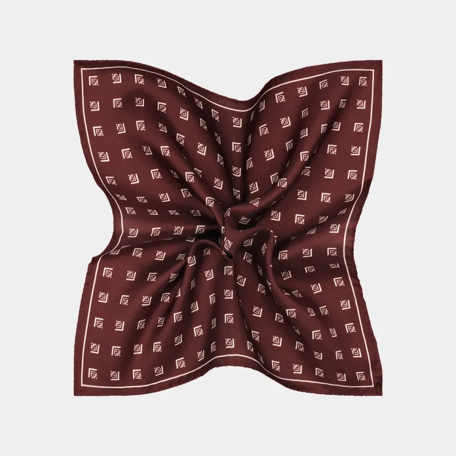 Suitsupply Pochette bordeaux motif graphique Burgundy New