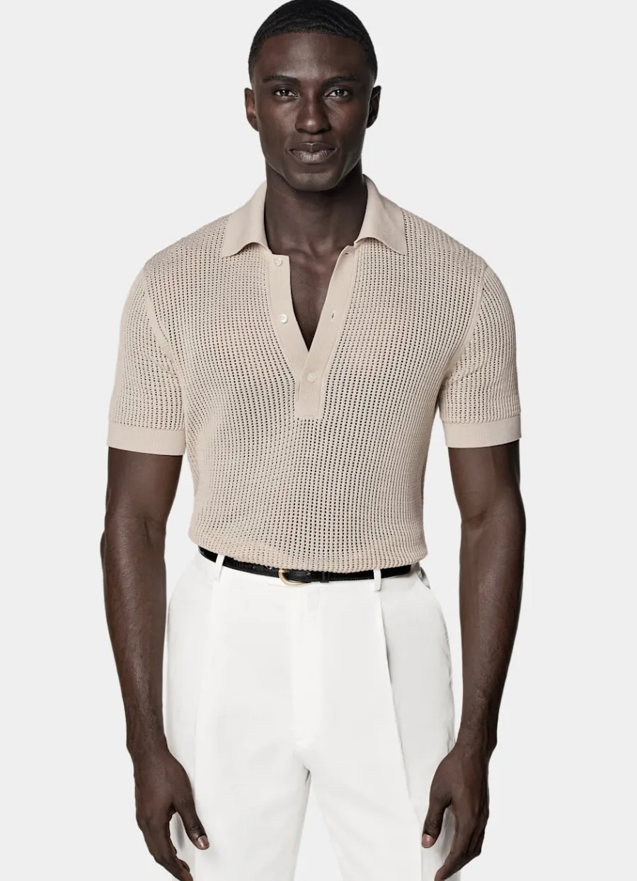 Suitsupply Polo en crochet sable Cheap