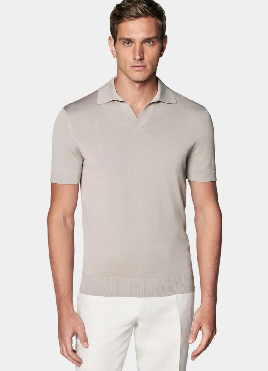 Suitsupply Polo sans boutons taupe clair Light Taupe Online