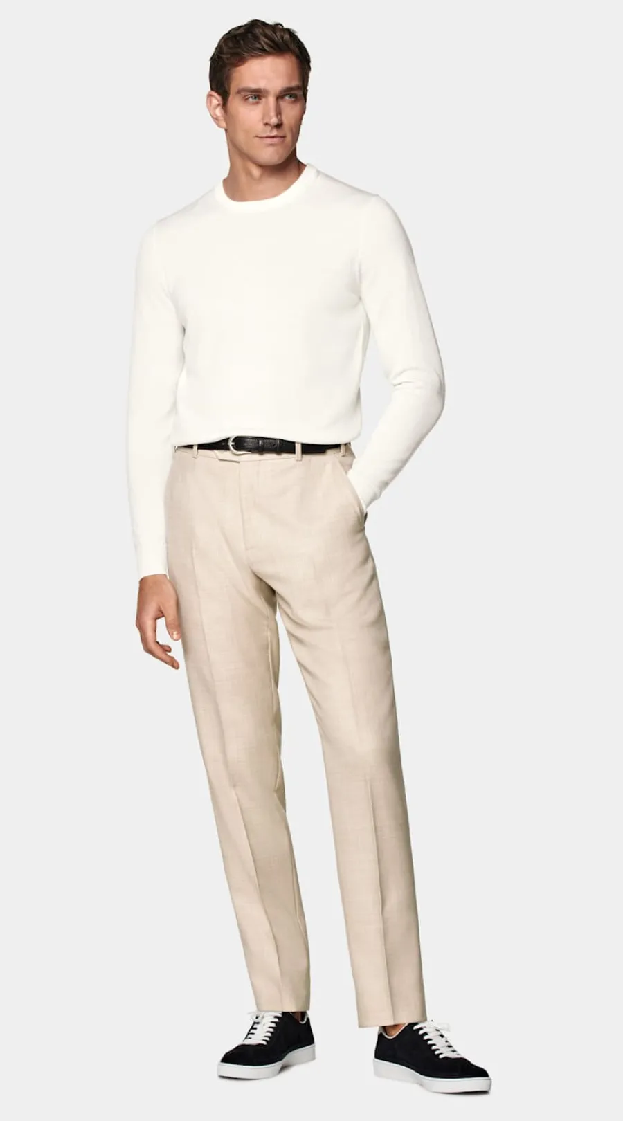 Suitsupply Pull col rond Merino blanc cassé Off-White Hot