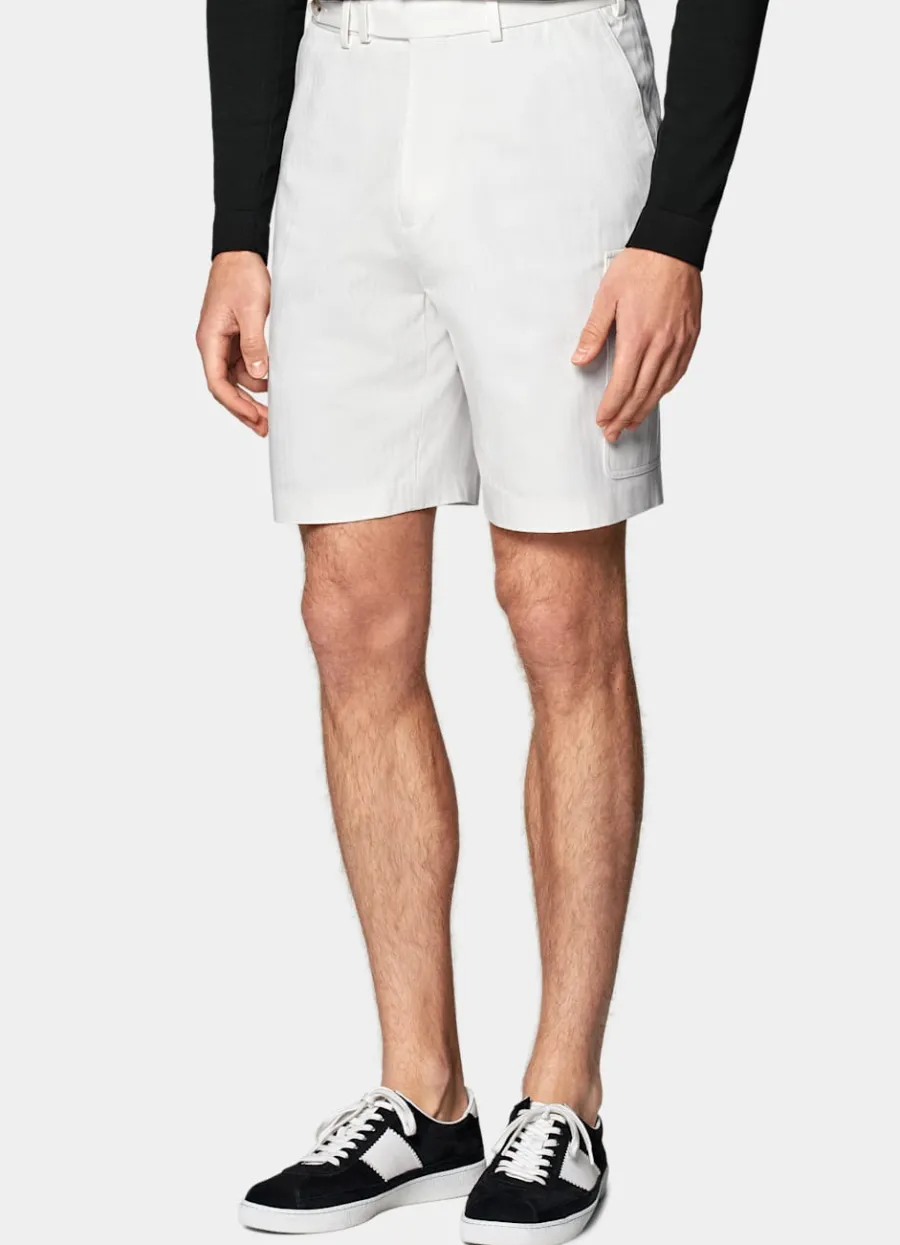 Suitsupply Short Straight Leg blanc à chevrons Cheap