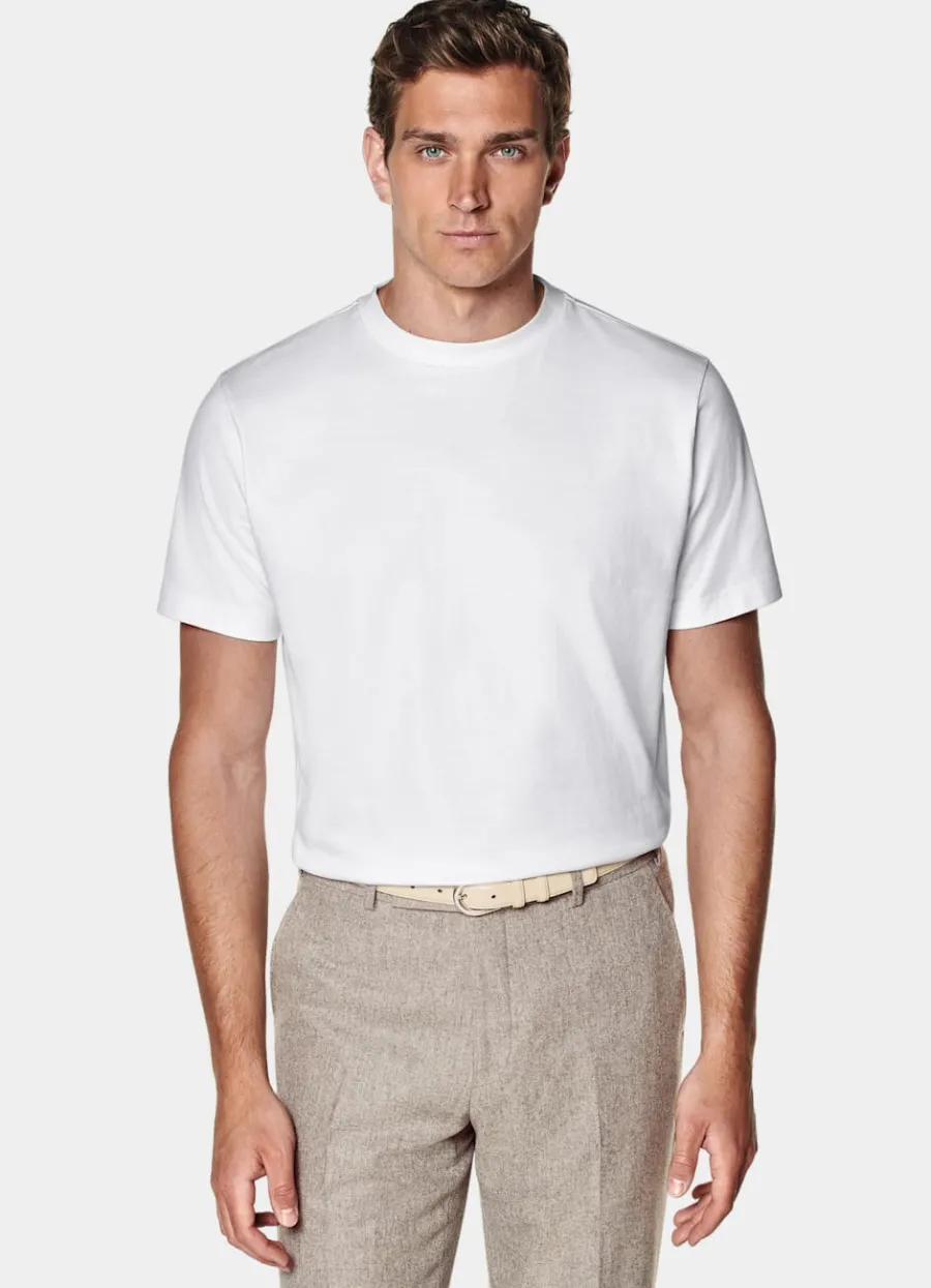 Suitsupply T-shirt col rond blanc White Discount