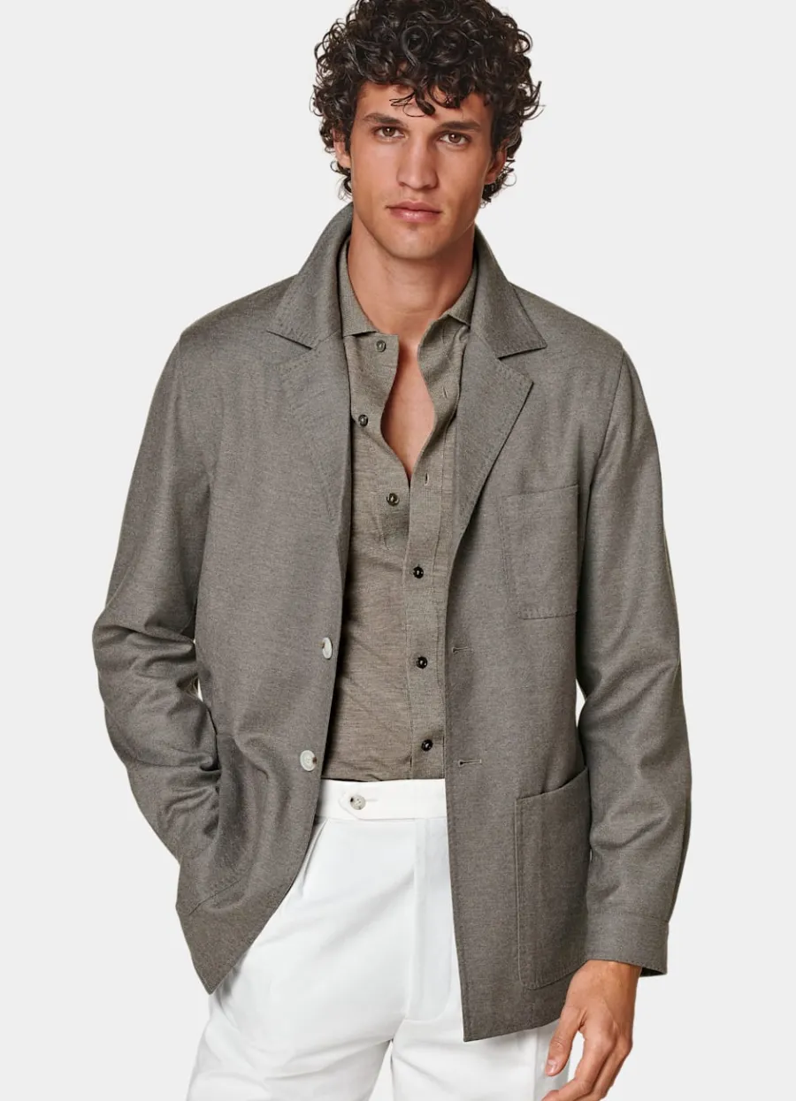 Suitsupply Veste chemise coupe Relaxed taupe Cheap