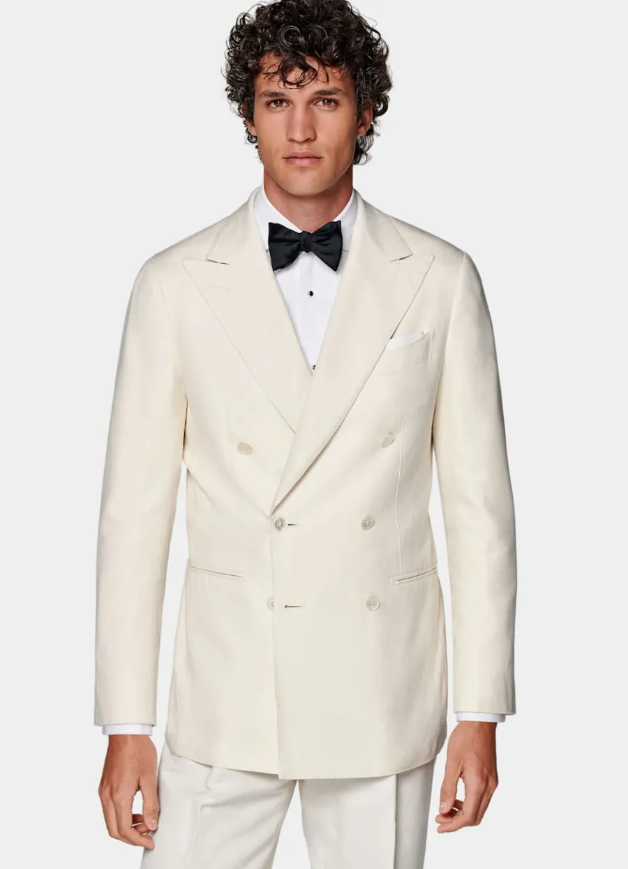 Suitsupply Veste de smoking Havana coupe Tailored blanc cassé Clearance