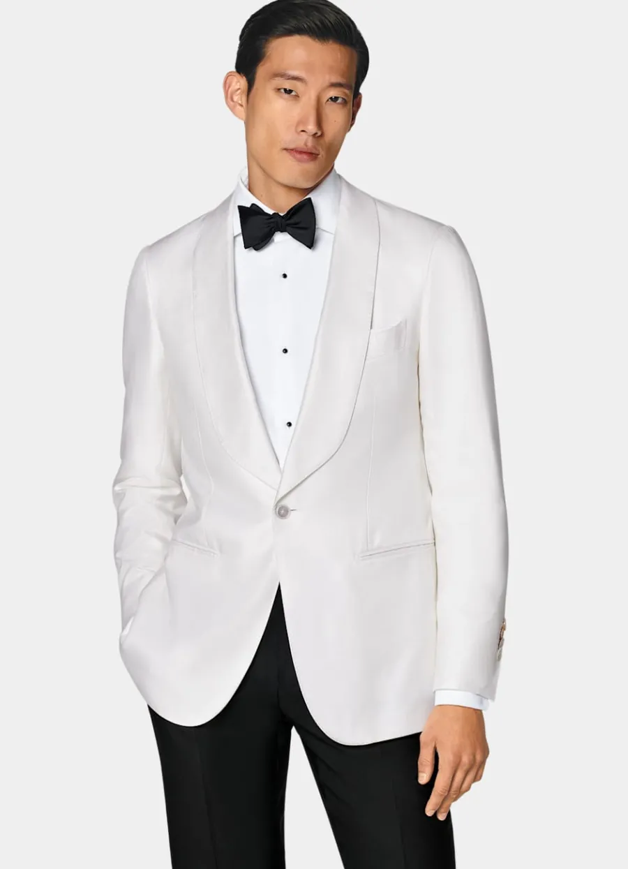 Suitsupply Veste de smoking Havana coupe Tailored blanc cassé Outlet