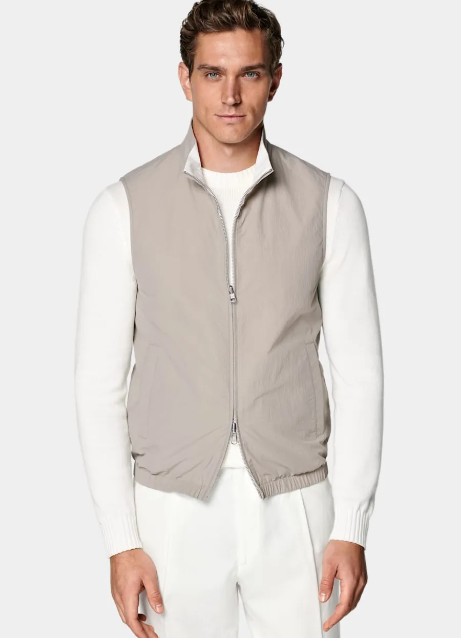 Suitsupply Veste sans manches réversible taupe Discount