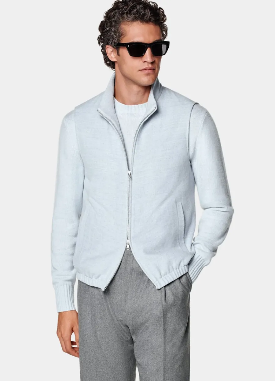 Suitsupply Veste sans manches zippée bleu clair Shop